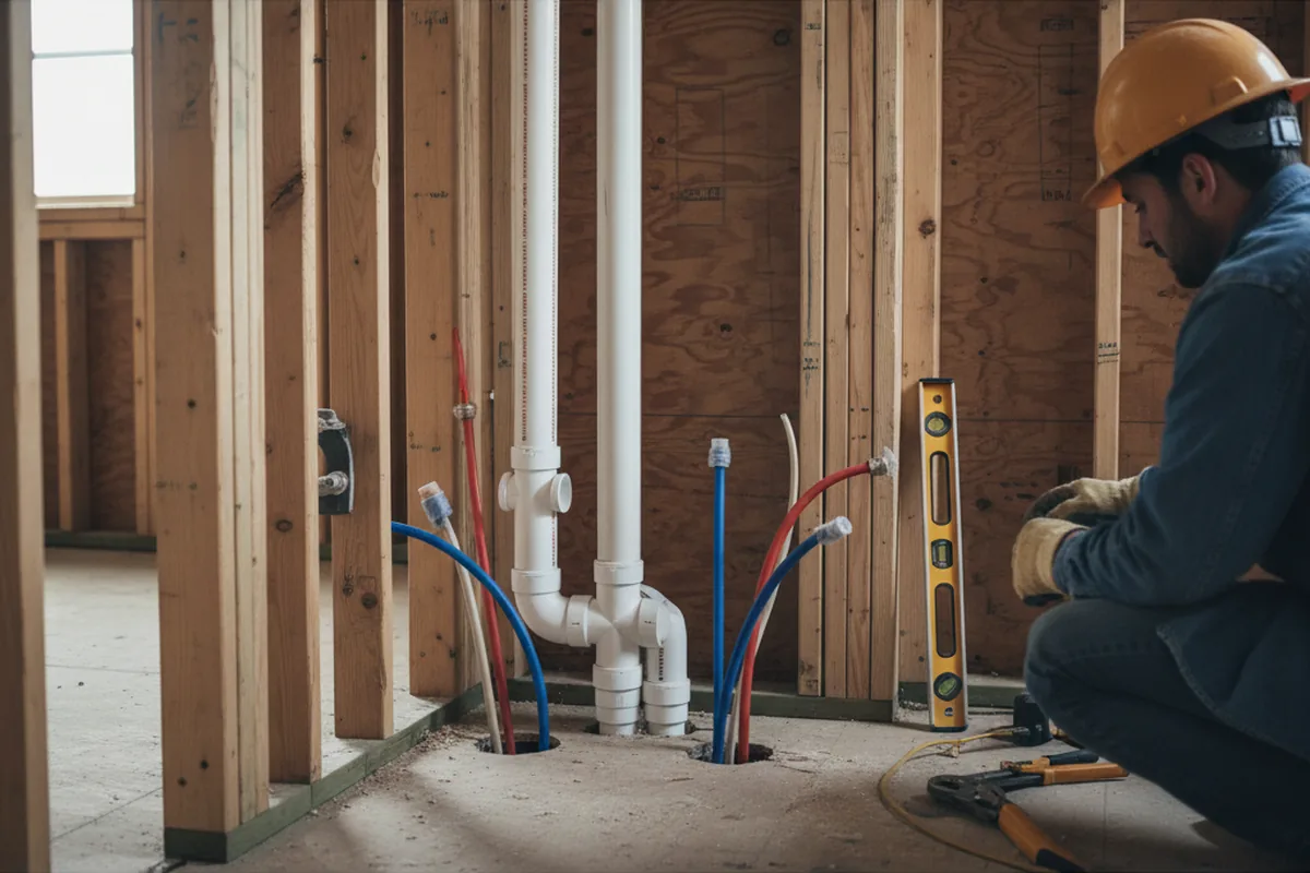 Drain and supply rough-in during Drain Cleaning in Long Eddy