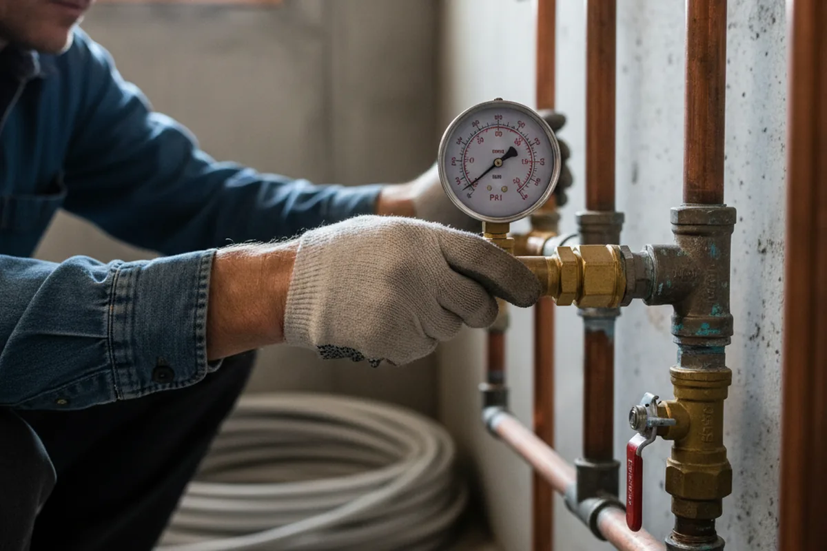 Pressure testing a repaired line during Water Line Repair in Long Eddy